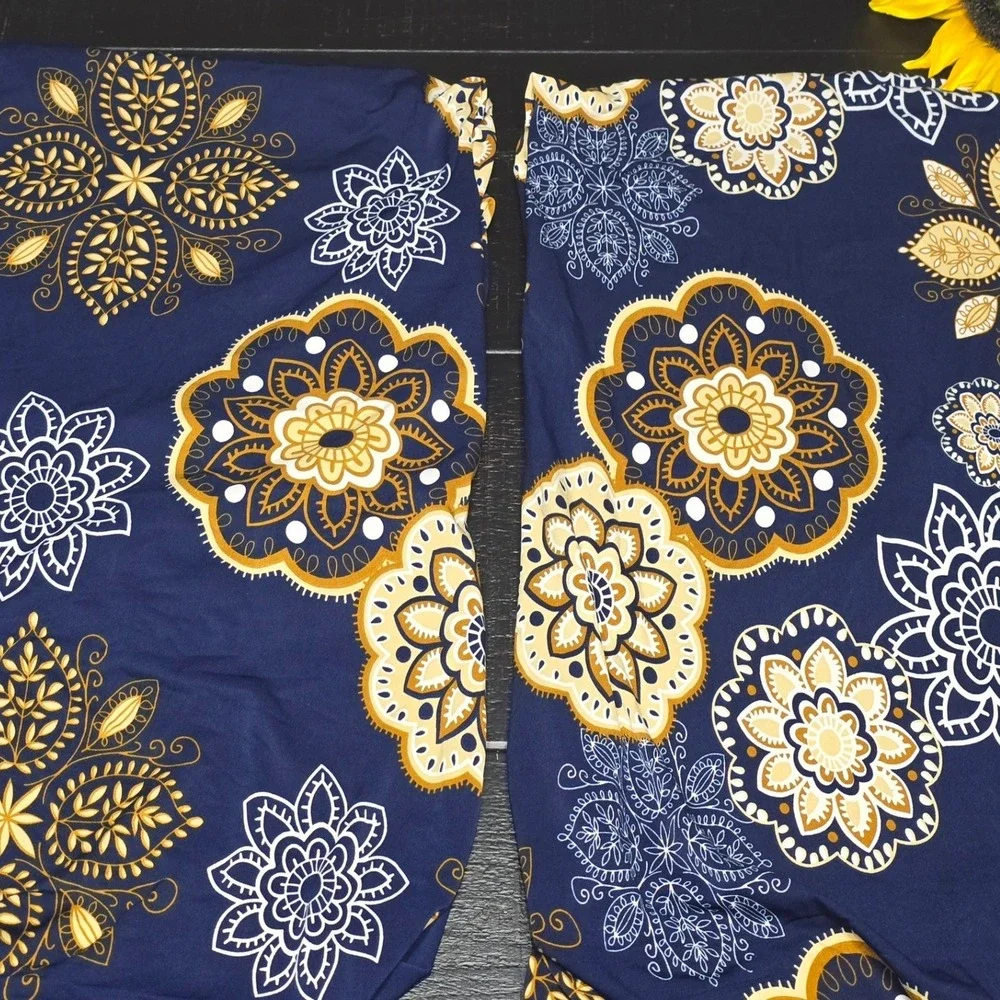 H.VERSAILTEX Navy Gold Mandala Velvet Dining Chair Covers 6 Pack USHVYHYT-6Navy